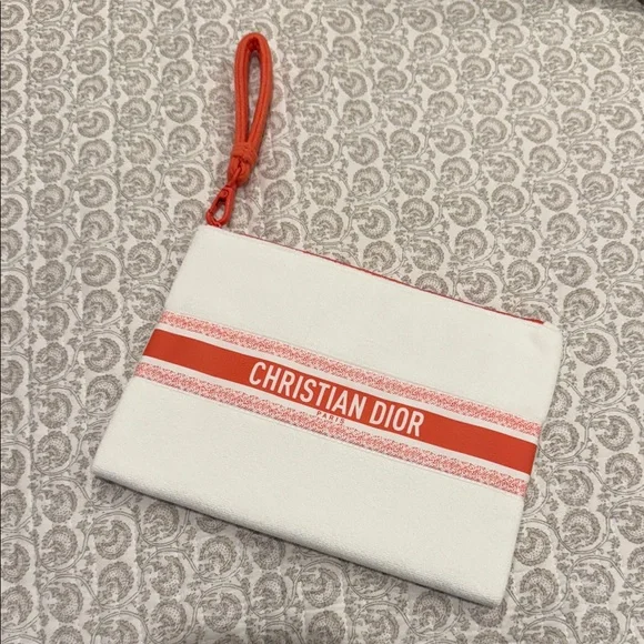 Christian Dior White and Red Wristlet - Picture 1 of 7